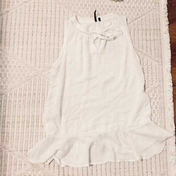Joe's Jeans Ivory Sleeveless Ruffle Blouse - Picture 2 of 7